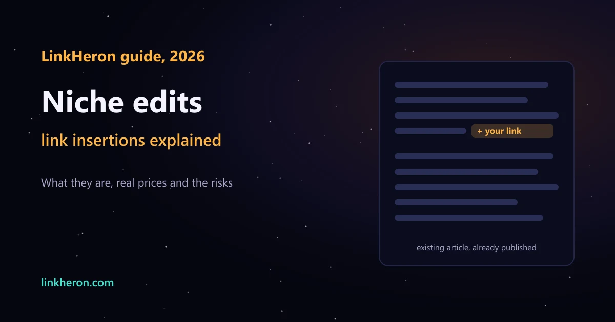 Niche edits explained: a link inserted into an existing published article, with prices and risks